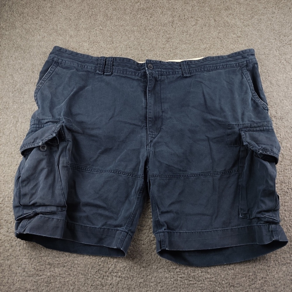 VTG Polo Ralph Lauren Mens Navy Blue Cotton Cargo Shorts Size 50B Relaxed Fit